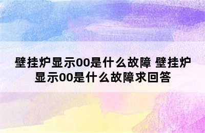 壁挂炉显示00是什么故障 壁挂炉显示00是什么故障求回答